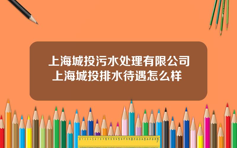 上海城投污水处理有限公司 上海城投排水待遇怎么样